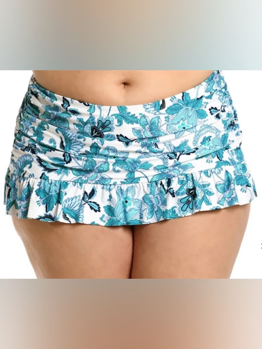 La Blanca Santorini white and turquoise bikini skirt bottom 20W NWT